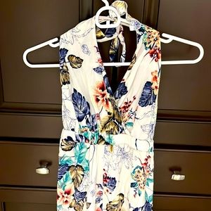 White Floral Pant Romper Swim Coverup.  Size Small.  Never Worn.